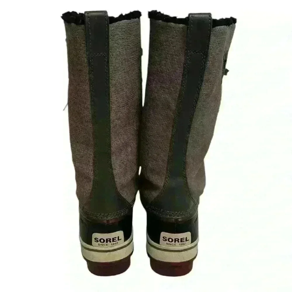 Sorel Women's Tivoli Boot Waterproof Snow Winter Gray Leather Mid Lace Up Size 7